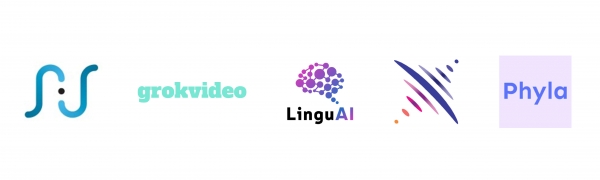 Logos of the 5 new startups at Espace CDPQ | Axe IA